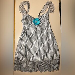 Small Betsy Johnson Gray White Pattern Bow Swim Dress